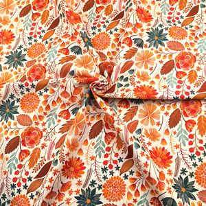 اتجاه جديد من القطن العضوي ، قماش منسوج مصبوغ بالزهور باللون الأحمر والبرتقالي الناعم لفساتين القمصان - Product Image 1