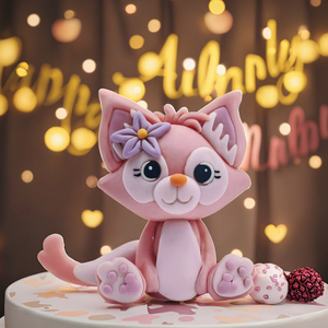 Dessin animé <span class=keywords><strong>Action</strong></span> 3D Argile Polymère Bleu Lapin Ours Enfants Cadeau D'anniversaire Décoration De Gâteau Renard Rose Animation Dérivés En Gros - Product Image 4