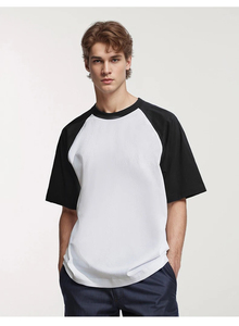 T-shirt à manches raglan surdimensionné imprimé en coton 100% poids lourd 220 g/m² pour homme BY92000R, tissu tricoté sur mesure, taille plus - Product Image 3