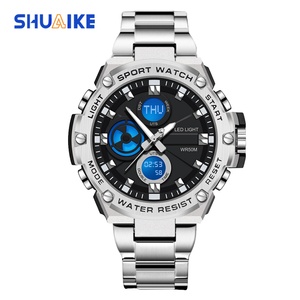 Nouvelle montre numérique en acier inoxydable 1092, boîtier doré, LED lumineuse, montre-bracelet de sport pour homme, support OEM, montre numérique ovale décontractée - Product Image 4