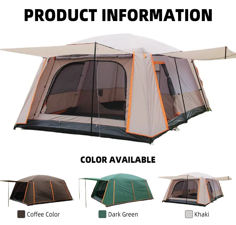 1 Tweede Snelle Open Familie Tent Camping Tenten 12 Personen Waterdichte Outdoor Familie Automatische Tent Met 2 Slaapkamer 1 Woonkamer