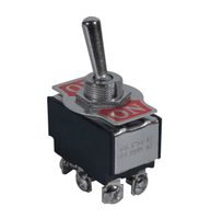 Interrupteur à bascule métallique robuste M12 6 broches DPDT ON-OFF-ON avec bornes hélicoïdales à vis 15A 250V 20A 125V IP65 -25°C +85°C