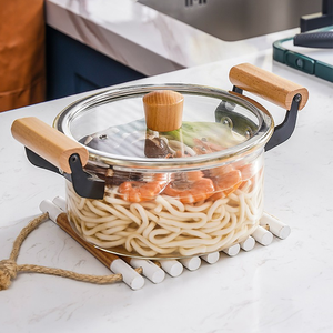 หม้อแก้ว หม้อซุปแก้ว หม้อตุ๋น หม้ออบ แก้วโบโรซิลิเกตหนา 5.5 ลิตร/4.5 ลิตร เครื่องครัวสไตล์มินิมอล - Product Image 4