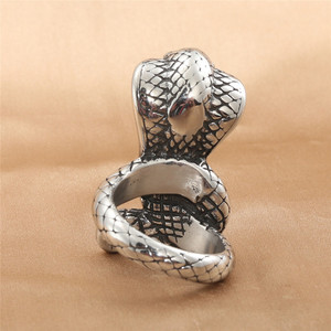 Snake <b>Ring</b> Men's Stainless Steel Animal Shape Punk Style Gift Jewelry <b>Large</b> Silver US Size 21027 - Product Image 2