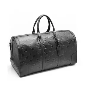 Sac de voyage en cuir PU logo personnalisé noir imperméable sac de week-end pour hommes sacs de voyage