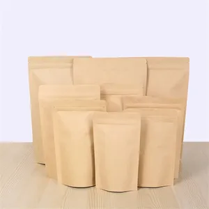Hot bán màu dây kéo hàng đầu trà cà phê thực phẩm Nuts kẹo bao bì 100% tái chế giấy kraft đứng lên túi