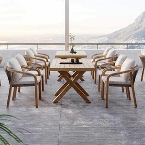 Outdoor <strong>Teak</strong> Furniture 6 Seater Waterproof <strong>Dining</strong> Round <strong>Table</strong> and Chairs Set for Restaurant - Product Image 4