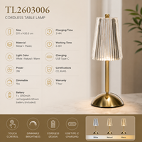 Petite lampe de bureau LED sans fil à rayures, avec 3 températures de couleur, rechargeable, à variation d'intensité tactile, lampe d'étude portable