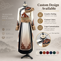 Costume de scène ethnique professionnel, tenue de danse folklorique chinoise traditionnelle avec bordure en fausse fourrure et jupe superposée 3D