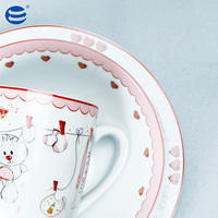 Ensemble de table pour enfants, 3 pièces, serviette en forme de lapin, brillant, de haute qualité, avec emballage de boîte de couleur