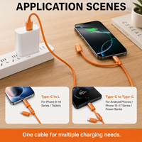 Kabel USB-C Dual Output 2-in-1 65W PD Tipe-C +27W 8Pin Pengisian Cepat TPE 1.5m Tembaga Berlapis Timah Multi Warna OEM untuk Komputer