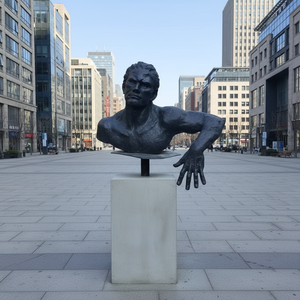 Sculpture murale en bronze coulé sur mesure, figurine grimpante, sculpture moderne en bronze 3D, homme grimpant - Product Image 3