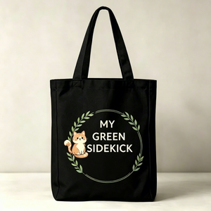 Sac fourre-tout en toile <span class=keywords><strong>de</strong></span> coton durable avec motif <span class=keywords><strong>de</strong></span> chat <span class=keywords><strong>de</strong></span> dessin animé mignon, poche zippée, idéal pour les activités promotionnelles d'entreprise - Product Image 4