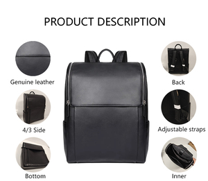 Mochila de Cuero Genuino para Hombre, Estilo Vintage, para Portátil, con Logotipo Personalizado 3308 K - Product Image 2