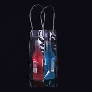 Ustom-bolsa enfriadora de vino, bolsa de plástico transparente de PVC impermeable, plegable y portátil para picnic