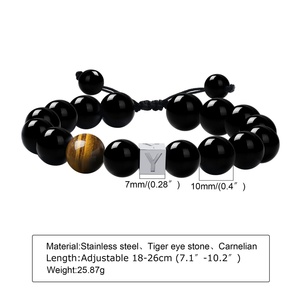 Natural Stone Seed Beads Bracelets Jewelry Stainless Steel Engraved Charm Letter Bracelet Agate Stone Beaded Bracelets <b>for</b> <b>Men</b> - Product Image 5