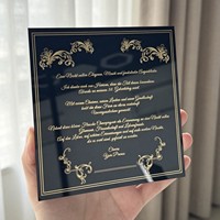 Carte d'invitation de mariage personnalisée en acrylique transparent et or miroir, impression UV, dorure à chaud, papeterie de mariage de luxe