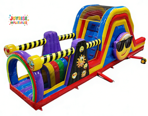 Pista <span class=keywords><strong>de</strong></span> Obstáculos Inflable <span class=keywords><strong>de</strong></span> PVC Comercial con Diseño <span class=keywords><strong>de</strong></span> Cara Sonriente para Niños y Adultos, con Soplador, para Eventos al Aire Libre - Product Image 1