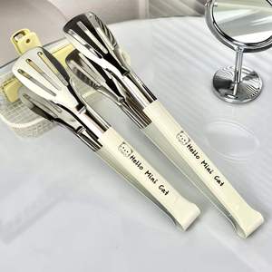 Pinzas para alimentos de acero inoxidable, 2 piezas, utensilios de cocina resistentes al calor para asar, freír y manipular carne - Product Image 1