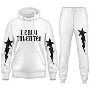 Venta al por mayor Chándales Sudaderas Unisex Hombres Sudaderas <span class=keywords><strong>con</strong></span> capucha Sudaderas Dos piezas Pantalones de chándal y Sudadera <span class=keywords><strong>con</strong></span> capucha Conjunto Streetwear Pantalones gráficos Blanco - Product Image 4