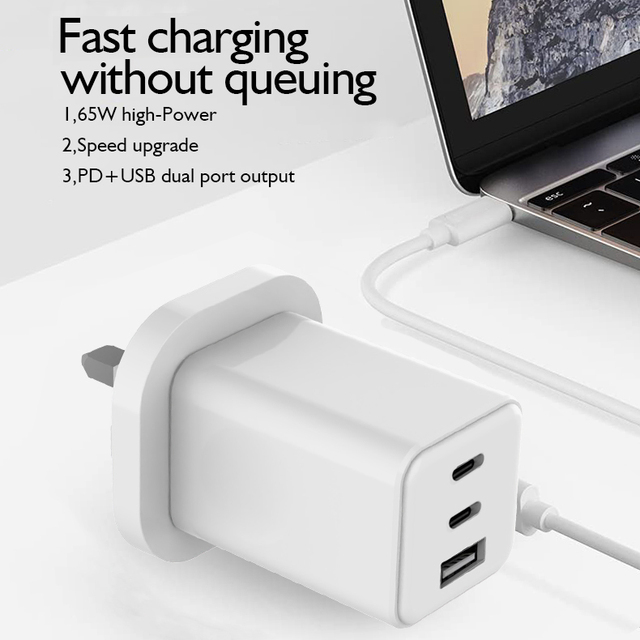 65W PD GaN Charger High Power Fast Charging Type-C Travel Charger PD3.0 USB-C Power Adapter for Phone Laptop