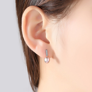 Pendientes de circonio con incrustaciones de perlas de agua dulce de plata de ley S925 para mujer, joyería elegante, venta al por mayor - Product Image 2