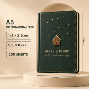Individuelles Logo A5 Weihnachts-Hardcover PU-Leder Notizbuch 100 Blatt Liniertes Journal Fröhliches Festtagsgeschenk <span class=keywords><strong>Studenten</strong></span> Großhandel OEM - Product Image 2