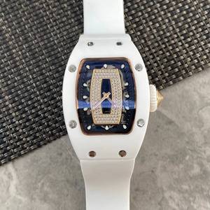 Reloj Mecánico de Lujo para Mujer, Diseño Hueco, con Diamantes, en Cerámica Blanca y Oro Rosa, Modelo 0701, para Negocios, Citas y Fiestas - Product Image 1