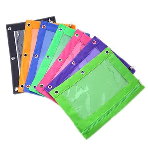 Benutzer definierte Logo Multi color B5 Size Bleistift beutel 3 Ring Binder Beutel mit klarem Fenster zur Aufbewahrung