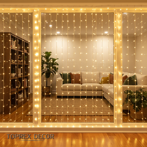 Guirnalda de Luces LED TOPREX DECOR, Cortina de Luces de Navidad <span class=keywords><strong>para</strong></span> Exteriores, Decoración <span class=keywords><strong>para</strong></span> Bodas, Fiestas, con Certificación CE RoHS - Product Image 1