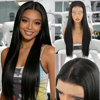 Perruques Lace Front 13x4, Densité 180%, Pré-épilées, Sans Colle, Brun Clair, Lisses et Ondulées, Soie Noire Haute Température, 26 Pouces