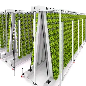 New agriculture hydroponic growing vertical system 288 holes hydroponic equipment vertical garden with LED light in greenhouse