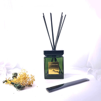 Flacon diffuseur carré vide avec bouchon en bois, conteneur d'huile essentielle, remplacement pour parfum d'intérieur DIY, vente en gros