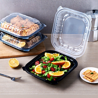 Conteneur réutilisable à base noire et couvercle ventilé transparent, résistant à la chaleur et compatible micro-ondes, avec ou sans 3 compartiments