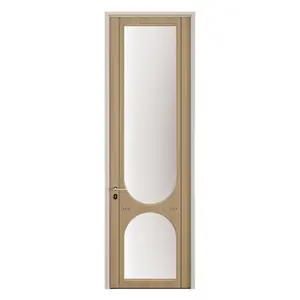 पीवीसी दरवाजे गृह प्रवेश डिजाइन बाहरी सुरक्षात्मक ठोस दरवाजा सिंगल पैनल ग्लास लकड़ी का दरवाजा आंतरिक सुरक्षा