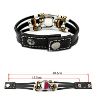Usine National Pays Drapeau Conception Bracelet Cristal Perle Bouton Pression Sport Équipe Nationale Bijoux Cadeau En Cuir Wrap Bracelet