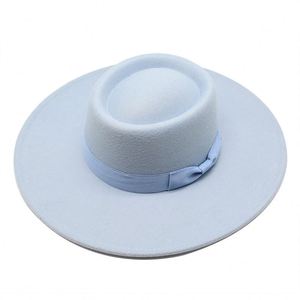 Elegante recién llegado sombreros Fedora de lana para mujer sombreros Fedora de ala ancha Unisex con cinta de 8,5 cm sombrero de lana 100% - Product Image 2