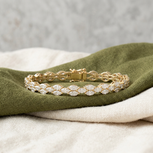 Gold Natural Diamond Tennis Bracelet Double <b>Row</b> Marquise Shape Design Fine Jewelry Luxury Yellow Gemstone Wristband Classic <b>Gift</b> - Product Image 5