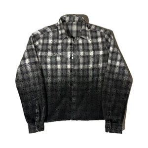 Spring Custom <strong>Men's</strong> Gradient Plaid Flannel <strong>Shirt</strong> Rhinestone Embellished Long Sleeve Button Down Loose Fit Casual Streetwear - Product Image 1