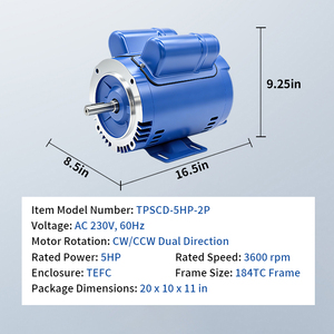 Moteur asynchrone monophasé standard ODP 5HP 184T 2 pôles 3400 tr/min 230V 60Hz usage général AC - Product Image 2