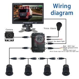 Thông Minh Cảnh Báo trợ lý 7 inch Màn hình máy ảnh phía sau báo động Kit 4 không thấm nước cảm biến đậu xe đảo ngược hệ thống cảnh báo cho xe tải - Product Image 5