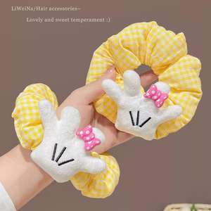 Coletero de Tela con Lazo Creativo Amarillo, Diseño de Dibujos Animados, Estilo Nuevo, Accesorios para el Cabello de Mujer, para Bodas - Product Image 2