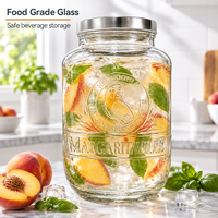 Distributeur de boissons en verre gaufré 8L en gros avec couvercle métallique, grand récipient à boisson pour restaurant, hôtel, buffet, fête, vente en gros, OEM