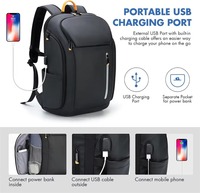 Grands sacs à dos pour ordinateur portable intelligents, sacs de cabine professionnels pour hommes, sacs de voyage avec port de charge USB, poche antivol, tissu polyester imperméable