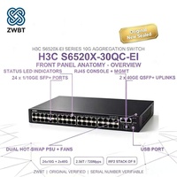 H3C S6520X-30QC-EI Switch de Agregación Empresarial de Capa 3 10G, 24x1/10G SFP+, 2x40G QSFP+, Apilable IRF, Red Modular para Centros de Datos