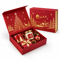 Boîte cadeau de Noël personnalisée, emballage en papier rigide de luxe avec couvercle et base, logo personnalisé pour les cadeaux de Noël, vente en gros