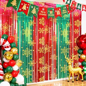 Cortina de Flecos Metálicos en Forma de Campana Navideña, Rojo, Blanco y Verde, Decoración para Fiestas, Personalizable - Product Image 4