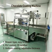 Chocolade-omhullingsmachine voor eierrollen & ontbijtrepen, met mengfunctie, voor de productie van stick-snacks in een fabriek.
