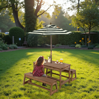 Parasol rectangulaire en bois Table et chaise ensemble jardin cour banc pique-nique parapluie extérieur parasol