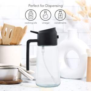 Botella Dispensadora de Aceite de Oliva 2 en 1 de 470 ml, Botella de Vidrio Premium con Rociador de Aceite para Cocinar - Product Image 2
